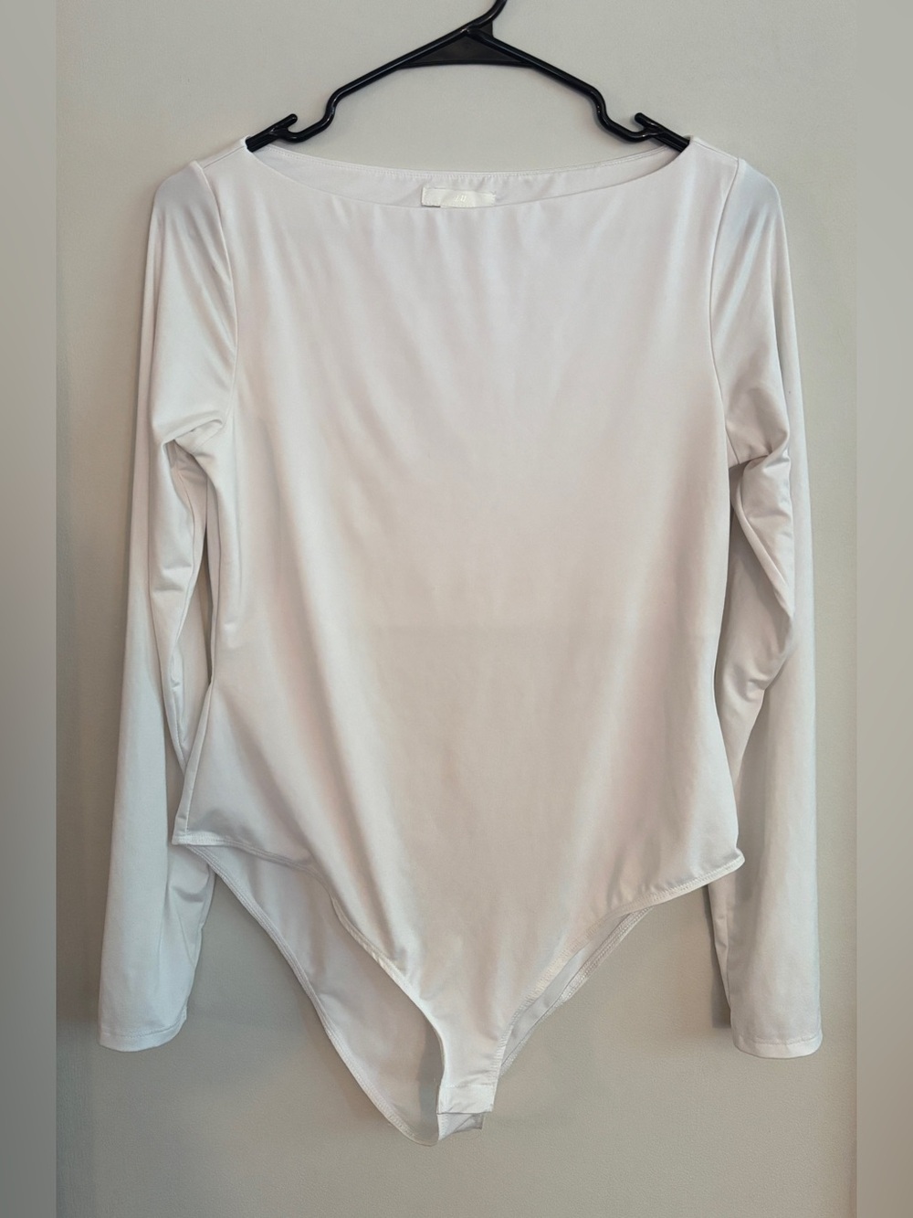 H&M Boat Neck Long Sleeve Bodysuit White Size Medium